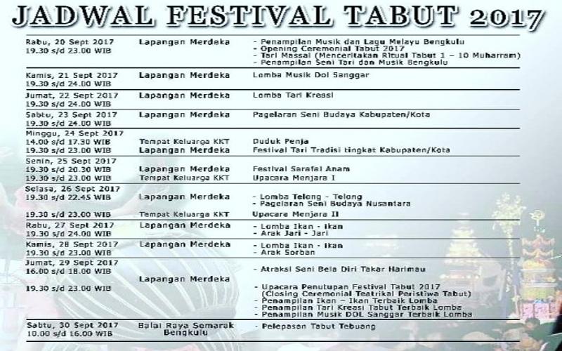 Jadwal Festival Tabut 2017