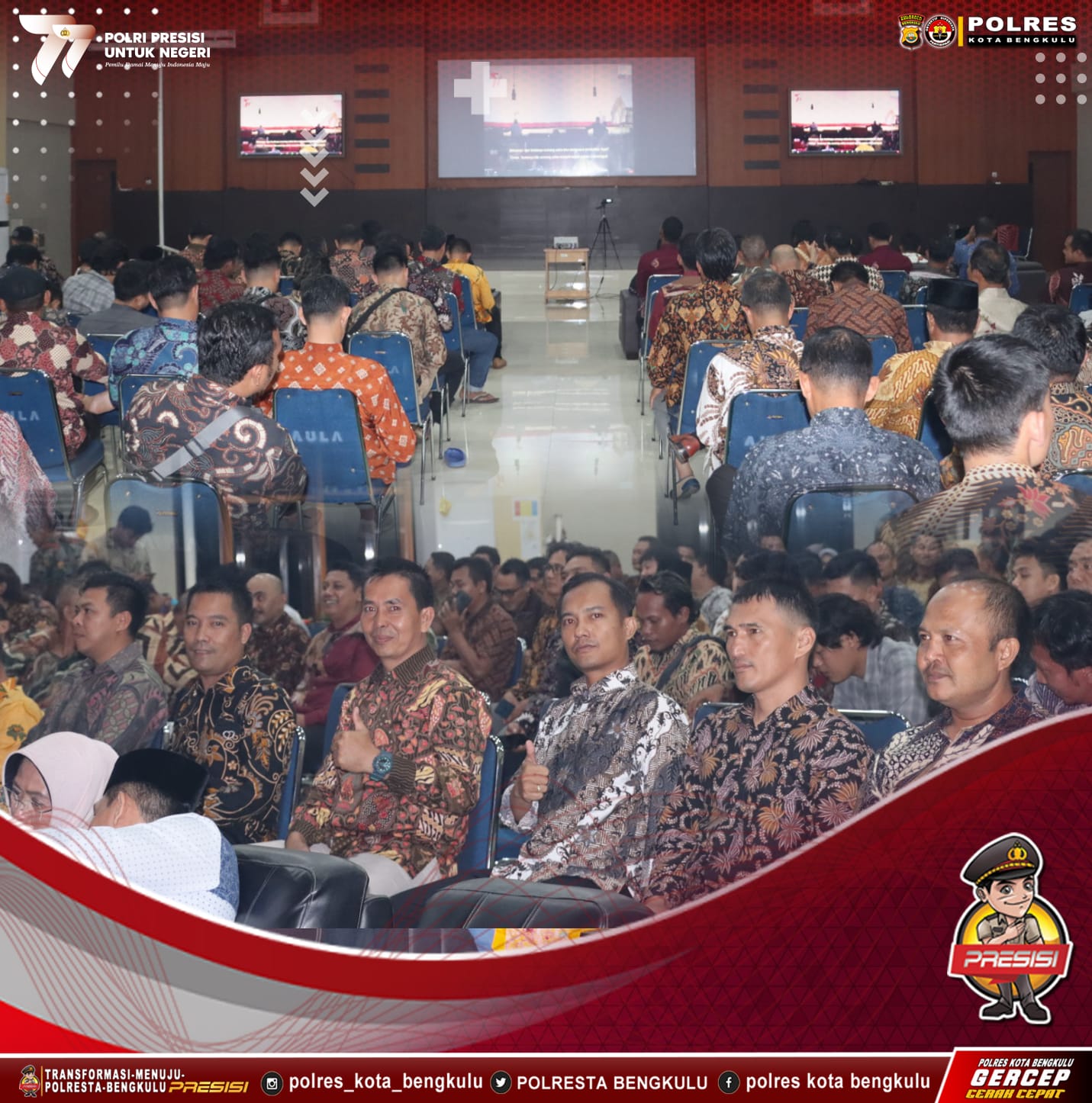 Polresta Bengkulu Ikuti Nobar Wayang Kulit di Mabes Polri Melalui Zoom Meeting