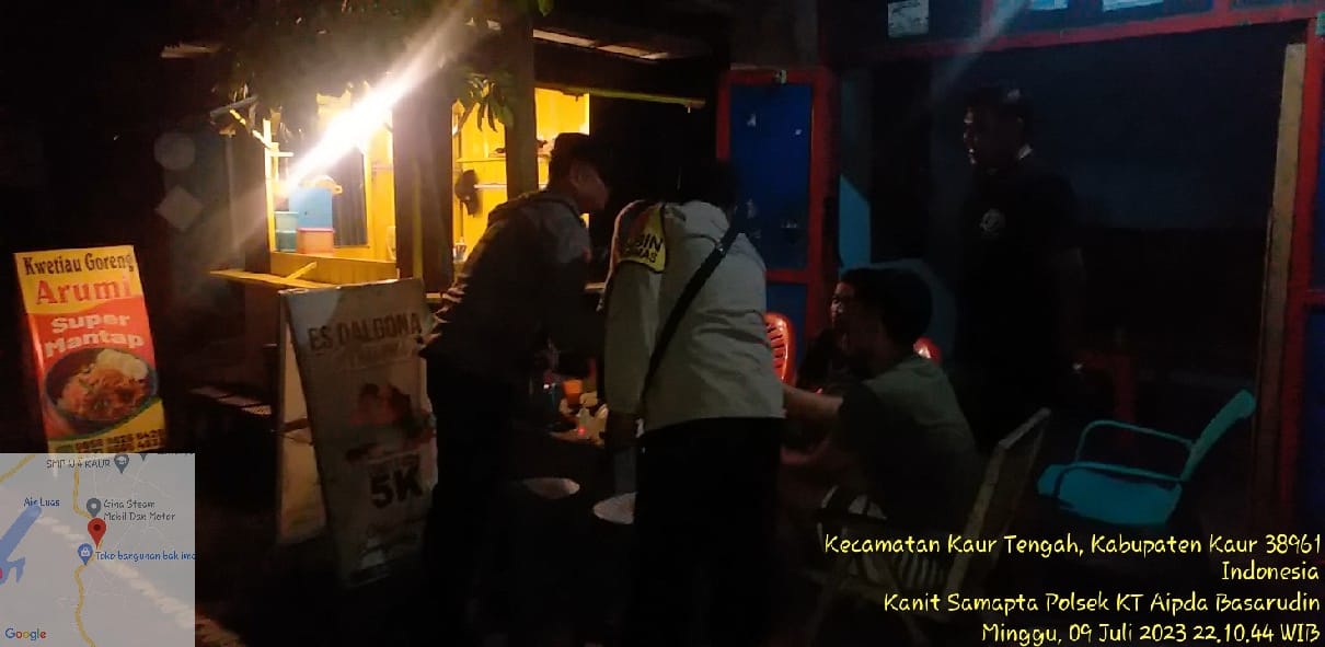 Patroli, Polsek Kaur Tengah Sasar Objek Vital dan Warga yang Nongkrong 