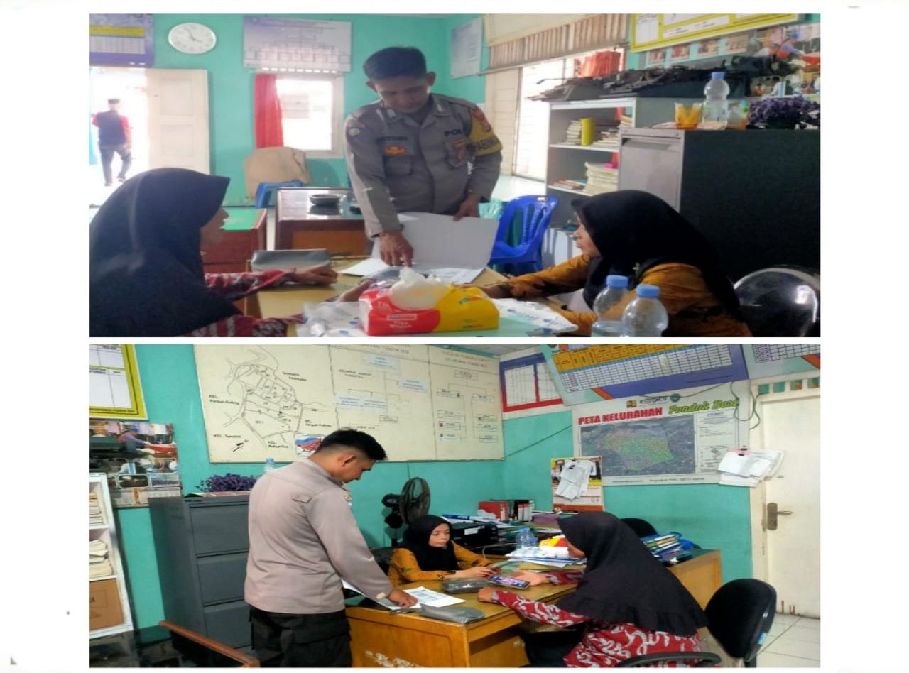 Tingkatkan Sinergitas, Bhabinkamtibmas Polsek Teluk Segara Sambangi Kantor Kelurahan
