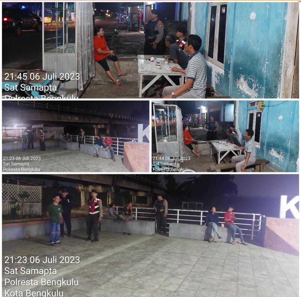 Sambangi Warga dan Pemuda yang Nongkrong, Sat Samapta Polresta Bengkulu Sampaikan Imbauan Kamtibmas 