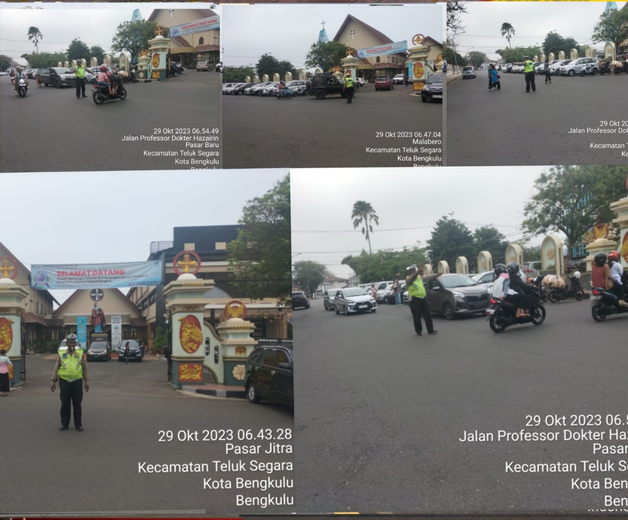 .Personel Polresta Bengkulu Laksankan Pengaturan Lalin Ibadah Minggu di Gereja