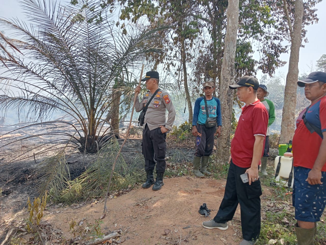 Polisi Bergerak Cepat Datangi TKP Kebakaran di Perkebunan