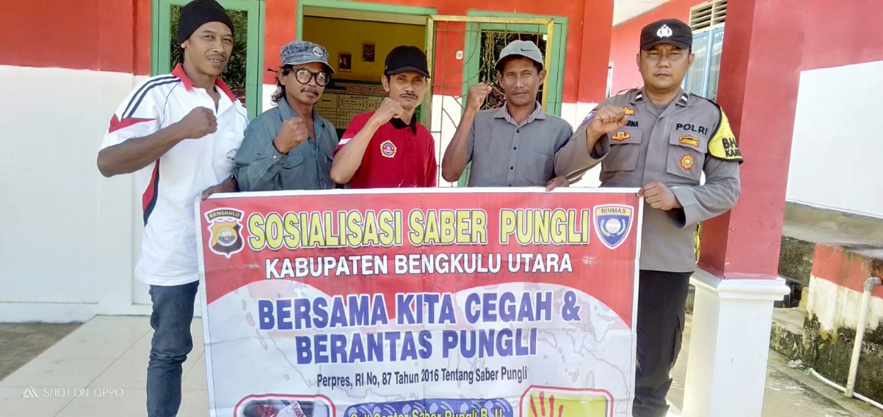Bhabinkamtibmas Polsek Ketahun Sosialisasi Saber Pungli di Desa Melati Harjo 