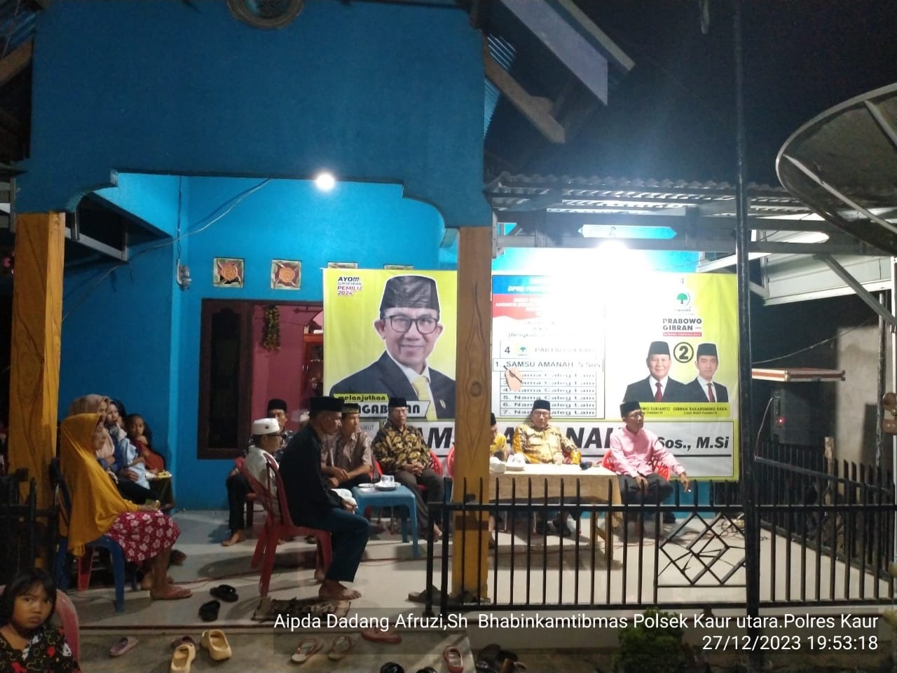 Polsek Kaur Utara Monitoring Kegiatan Kampanye Pertemuan Tatap Muka Calon Anggota DPRD Provinsi