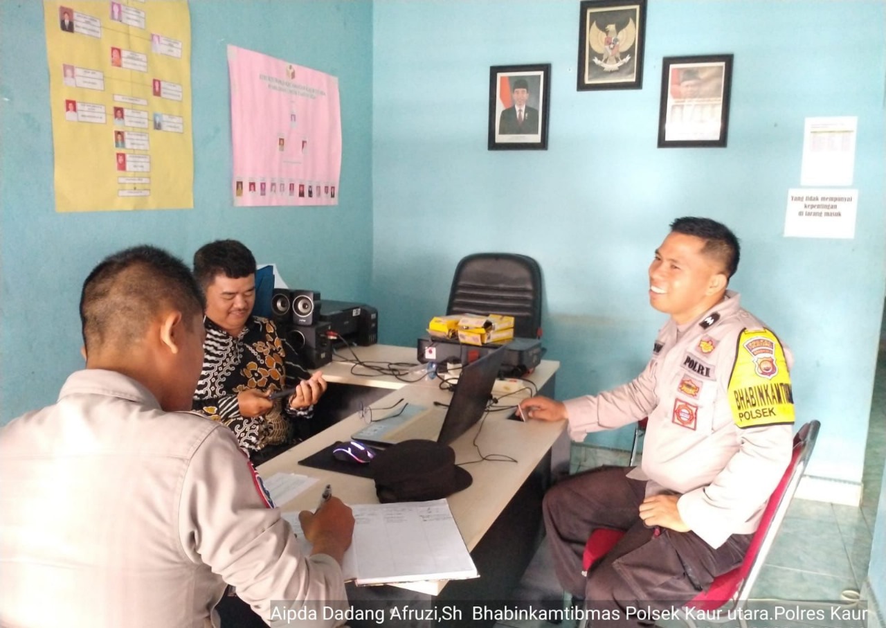 Patroli Presisi, Ciptakan Kamtibmas Kondusif Jelang Pemilu, Polsek Kaur Utara Sambangi Sekretariat Panwascam Kaur Utara