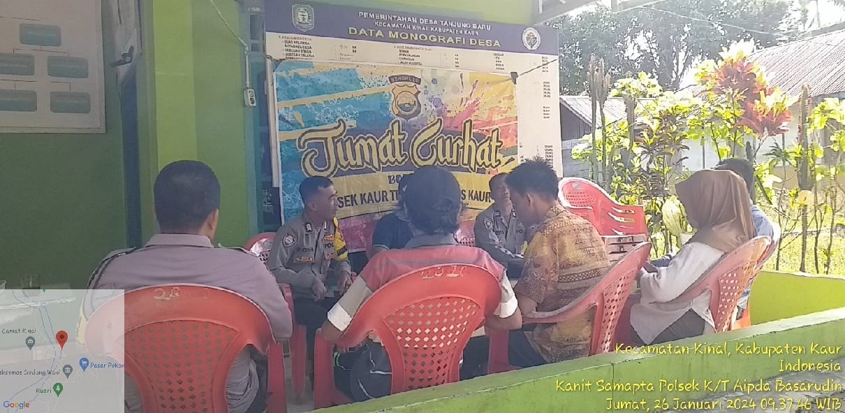 Polsek Kaur Tengah Jumat Curhat Bersama Warga Desa Tanjung Baru 