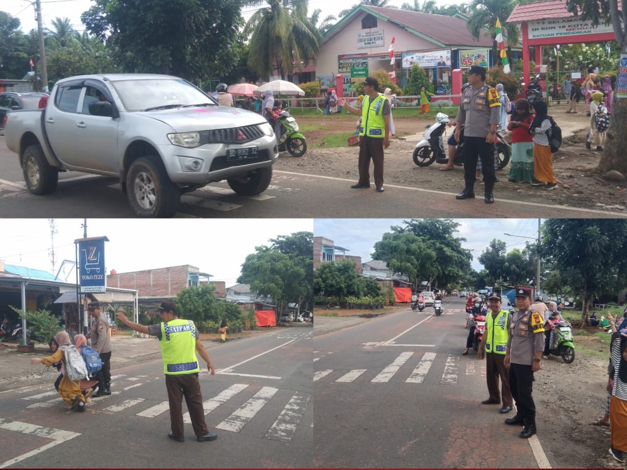 Berikan Pelayanan Prima, Personel Polsek Selebar Atur Lalin di Depan SDN 16 Kota Bengkulu 