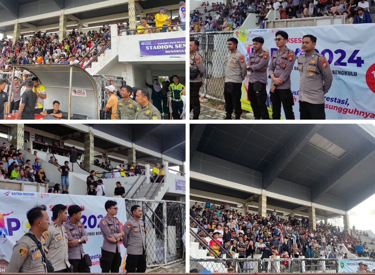 Antisipasi Ganggguan Kamtibmas, Polresta Bengkulu dan Polsek Jajaran Pengamanan Final POPDA Cabor Sepak Bola