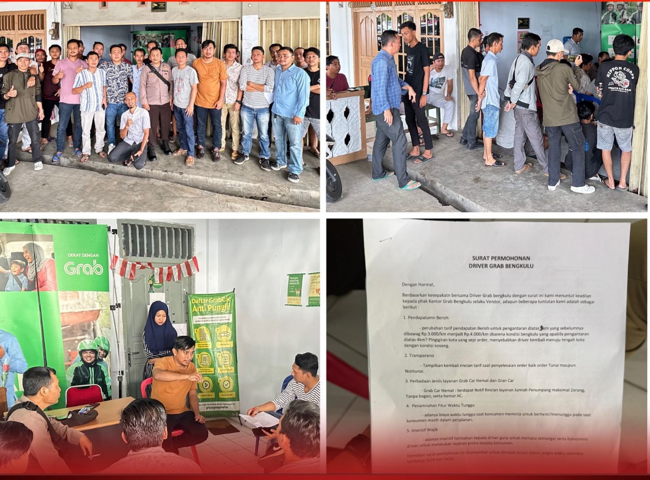 Personel Sat Intelakam Polresta Bengkulu Lakaukan Pengamanan Aksi Spontan Para Driver Grab Car 