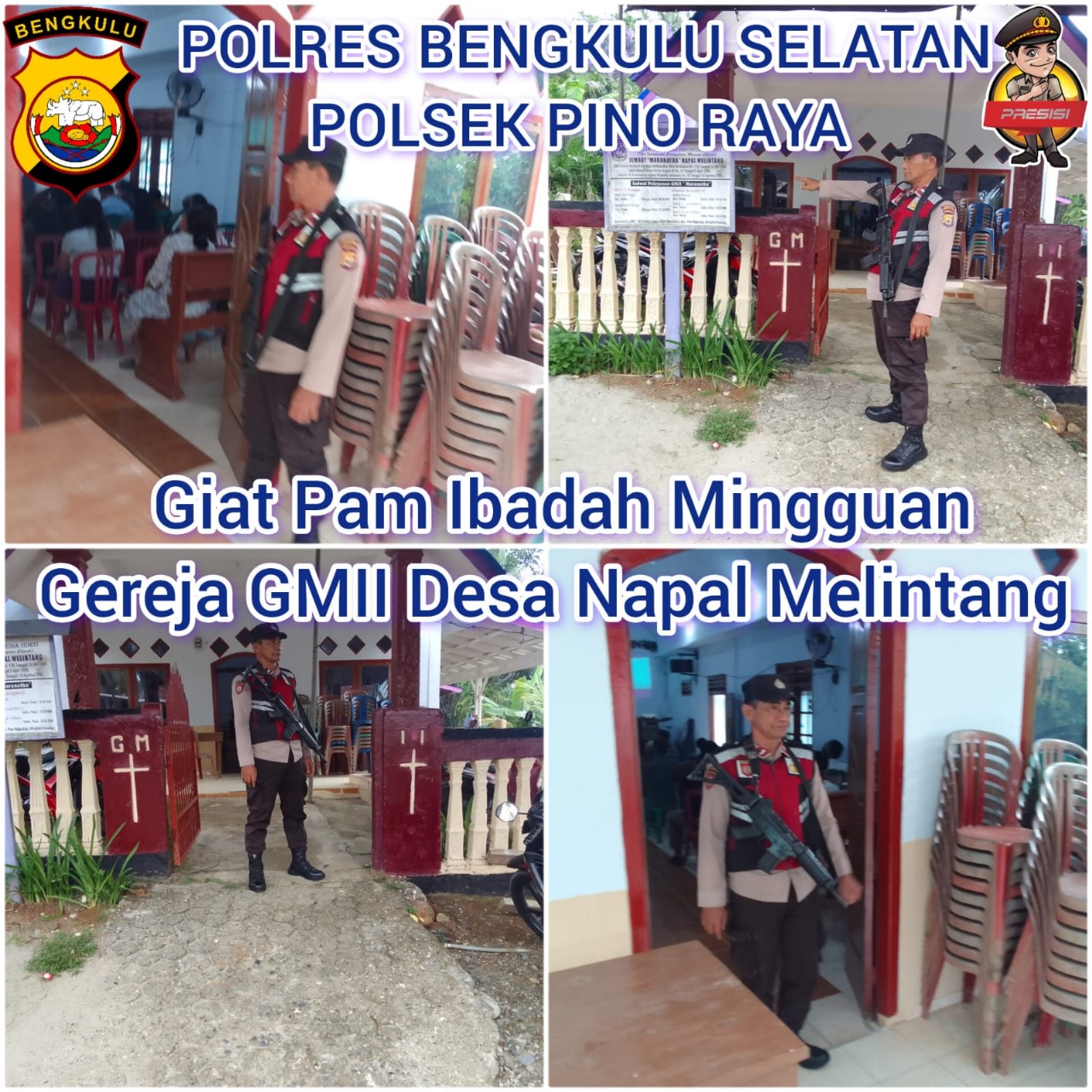 Jaga Kondusifitas Saat Ibadah Minggu, Polsek Pino Raya Lakukan  Pengamanan di GMII 