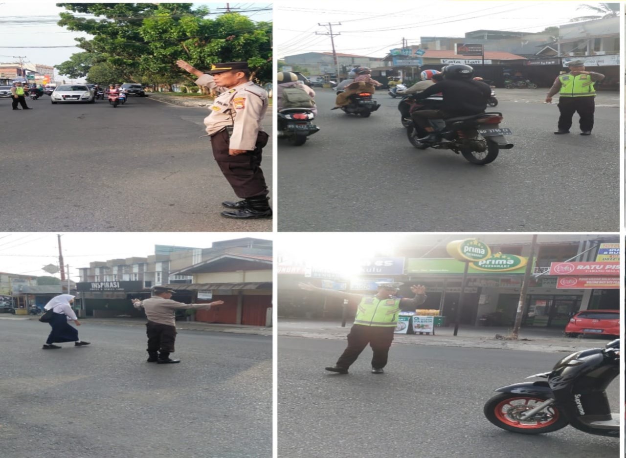 Polsek Gading Cempaka Pengaturan Arus Lalin Pagi Hari di Persimpangan 