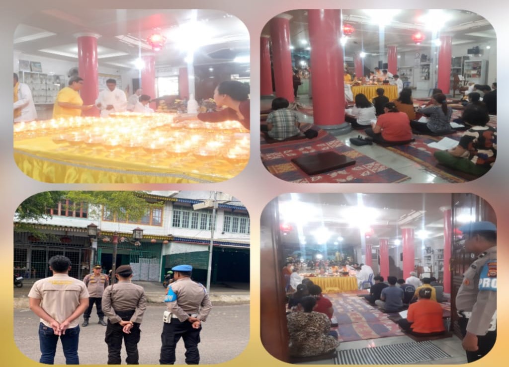 Polsek Teluk Segara Amankan Kegiatan Penyalaan Pelita Puja Waisak 2568 di Vihara Buddhayana 