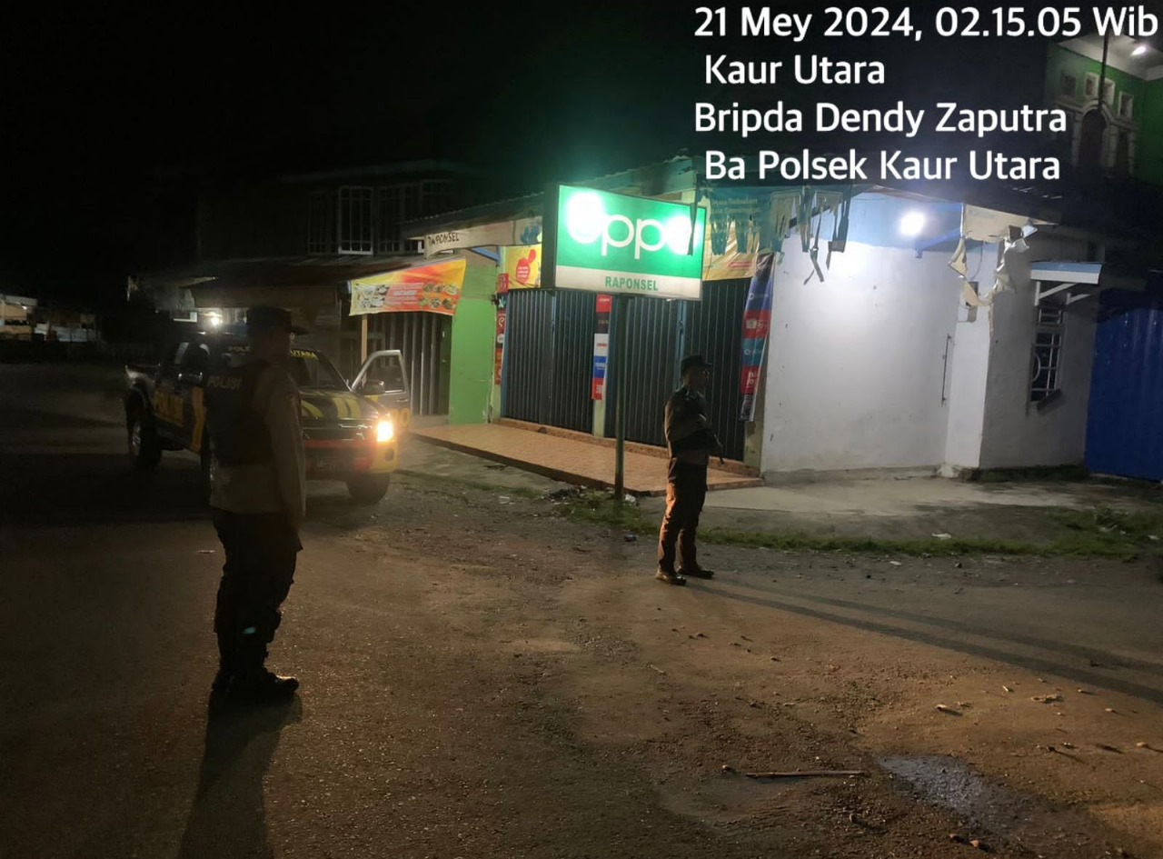 Sambangi Pemukiman Penduduk dan Tempat Rawan Kamtibmas, Polsek Kaur Utara Patroli KRYD, Cegah Tindak Pidana 3C  