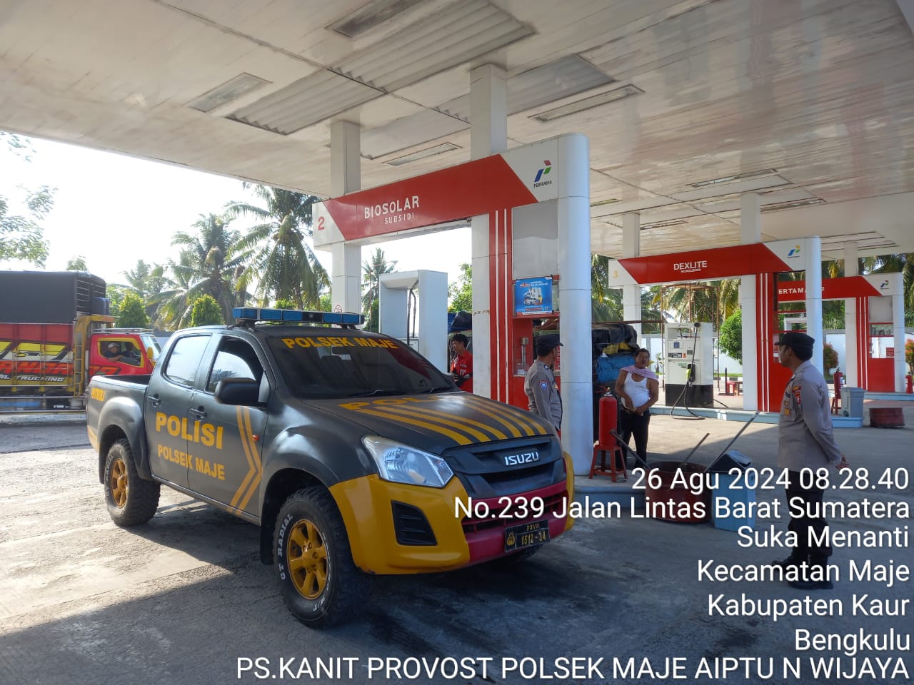 Patroli Dialogis, Polsek Maje Awasi Pendistribusian BBM SPBU Air Numan Jaya