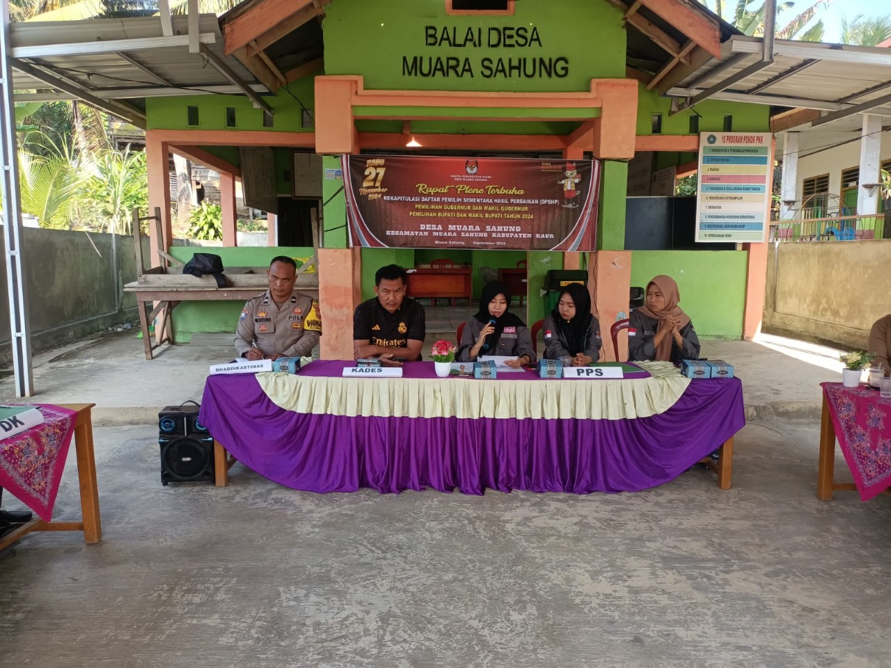 Polsek Muara Sahung Monitoring Rapat Pleno Terbuka Rekapitulasi DPSHP Pemilihan Gubernur dan Wakil Gubernur, Bupati dan Wakil Bupati 