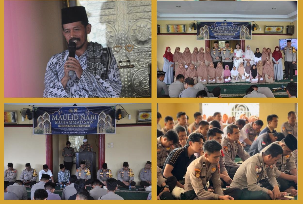 Polres Bengkulu Utara Gelar Peringatan Nabi Muhammad SAW di Masjid Baiturrohim Mapolres Bengkulu 