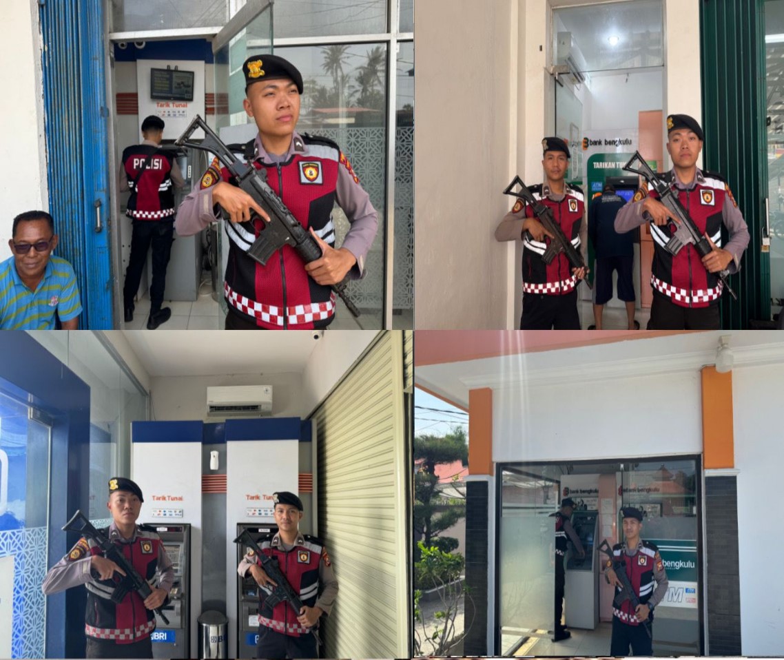 Sat Samapta Polres Kaur Polda Bengkulu Patroli Pengecekan Objek Vital ATM 
