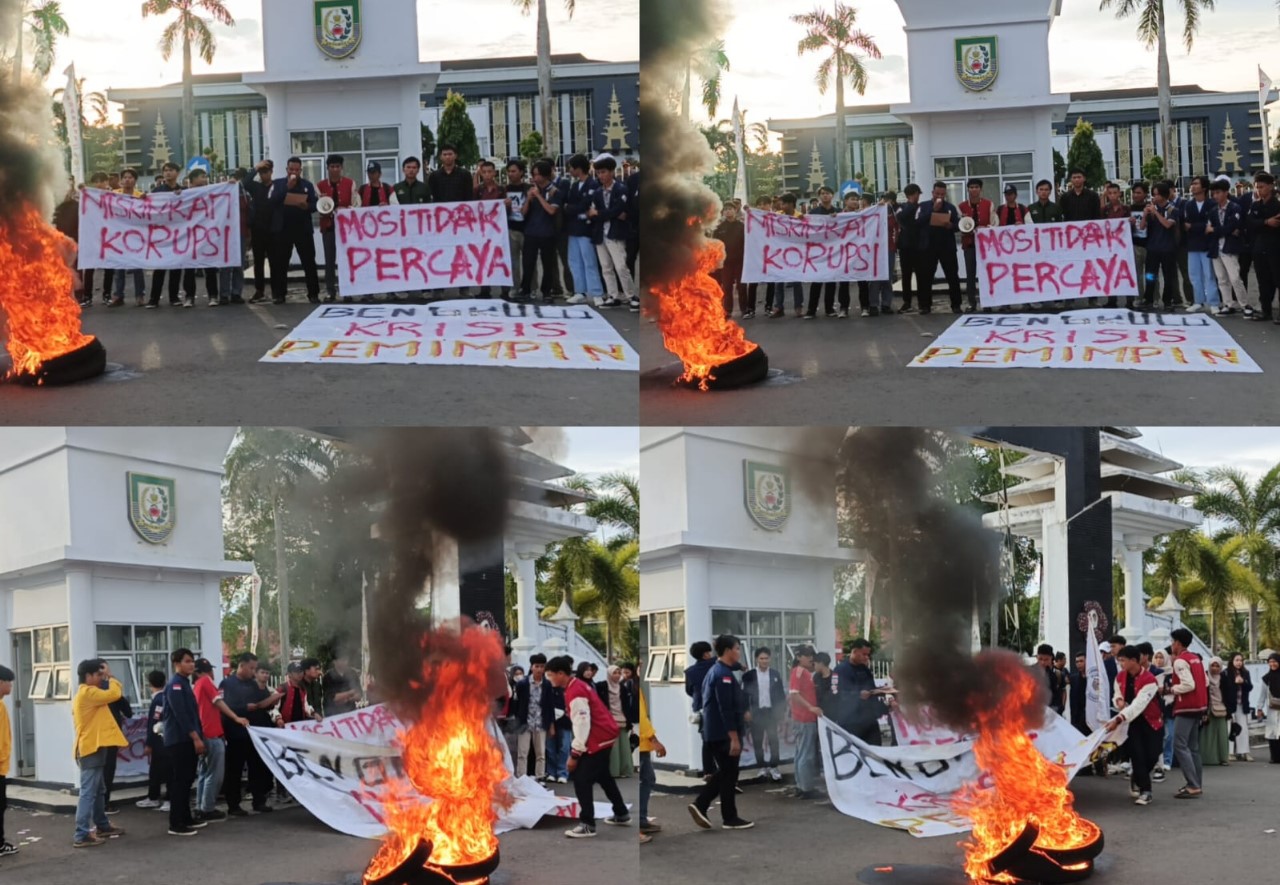 Polresta Bengkulu Pantau Aksi Spontan Mahasiswa Universitas Bengkulu di Kantor Pemda