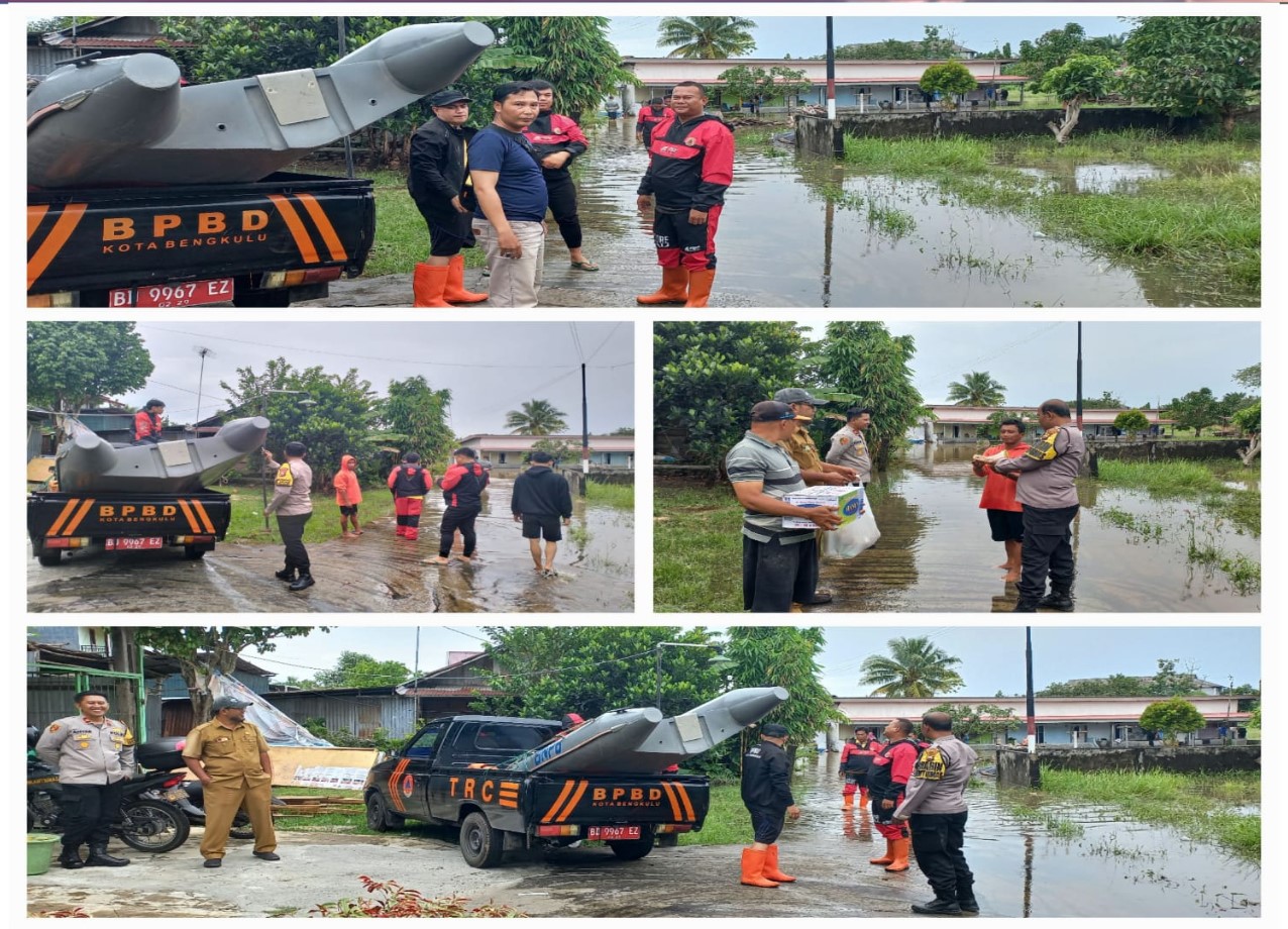 Polsek Ratu Agung Laksanakan Monitoring Bencana Banjir di Wilayah Kecamatan Ratu Agung
