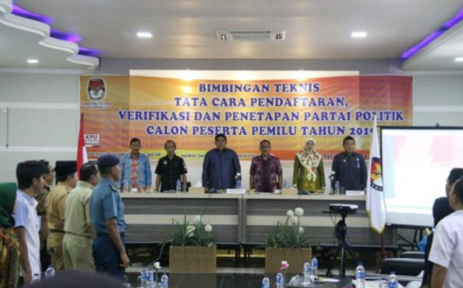 Bimbingan Teknis (Bimtek) tata cara pendaftaran, verifikasi dan penetapan partai politik calon peserta pemilu tahun 2019 tingkat Kota Bengkulu