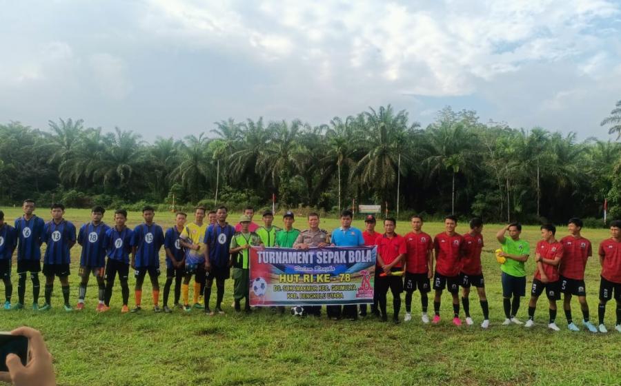 Polsek Giri Mulya Hadiri Pembukaan Turnamen Bola Kaki di Desa Suka Makmur
