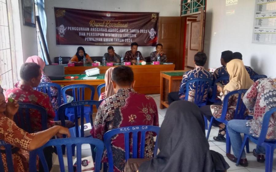 Polsek Giri Mulya Lakukan Monitoring Kegiatan Rakor Pengunaan Anggaran Badan Adhoc Tahun 2023