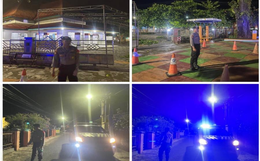 Berikan Pengamanan Shalat Subuh, Personel Satsamapta Patroli di Masjid Jamik 