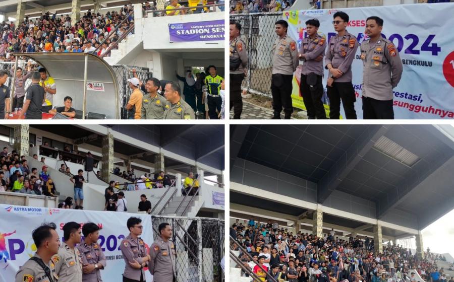 Antisipasi Ganggguan Kamtibmas, Polresta Bengkulu dan Polsek Jajaran Pengamanan Final POPDA Cabor Sepak Bola