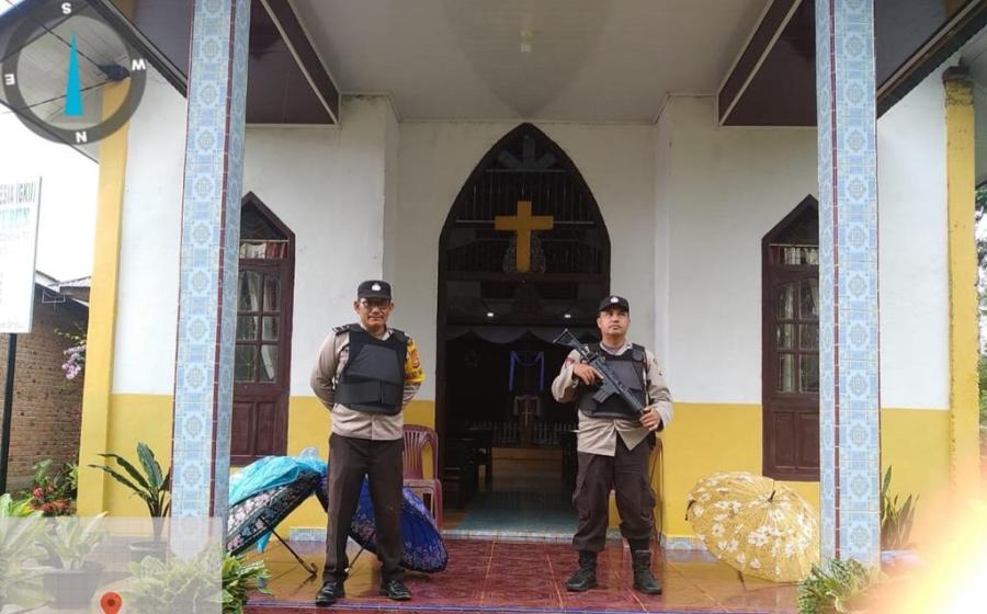 Berikan Keamanan Ibadah, Polsek Padang Ulak Tanding Pengamanan di Gereja 
