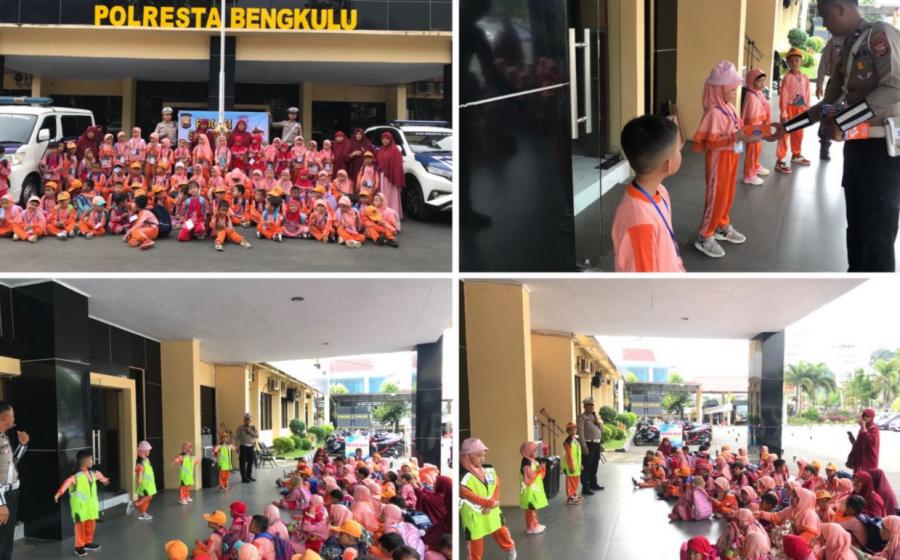 Terima Kunjungan TK Integral Lugmanul Hakim, Sat Lantas Polresta Bengkulu Berikan Edukasi Tentang Lalu Lintas 