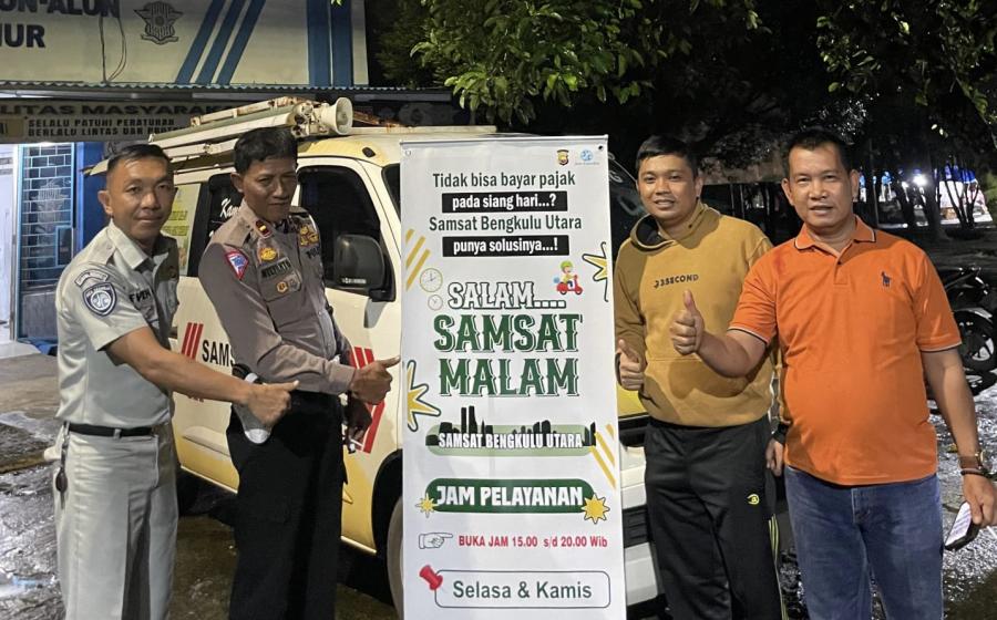 Jasa Raharja Bersama Samsat Bengkulu Utara Lakukan Pelayanan Keliling Malam Hari