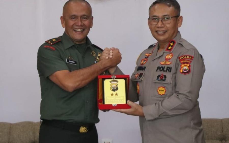 Perkuat Sinergitas, Kapolda Bengkulu Silaturahmi ke Korem 041/GAMAS