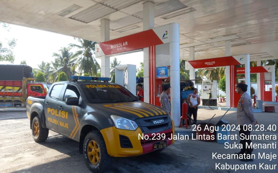 Patroli Dialogis, Polsek Maje Awasi Pendistribusian BBM SPBU Air Numan Jaya