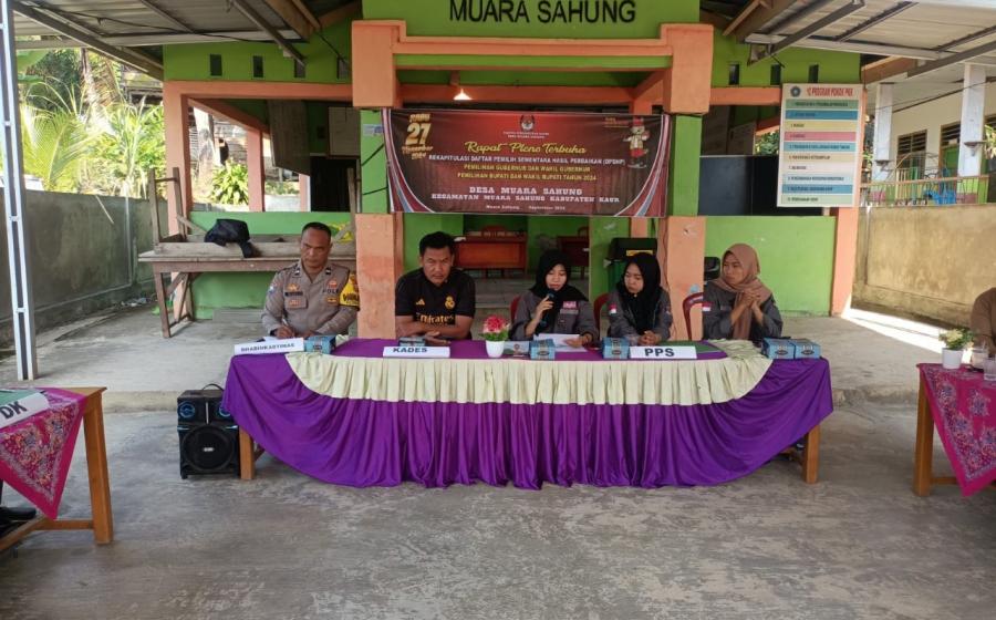 Polsek Muara Sahung Monitoring Rapat Pleno Terbuka Rekapitulasi DPSHP Pemilihan Gubernur dan Wakil Gubernur, Bupati dan Wakil Bupati 