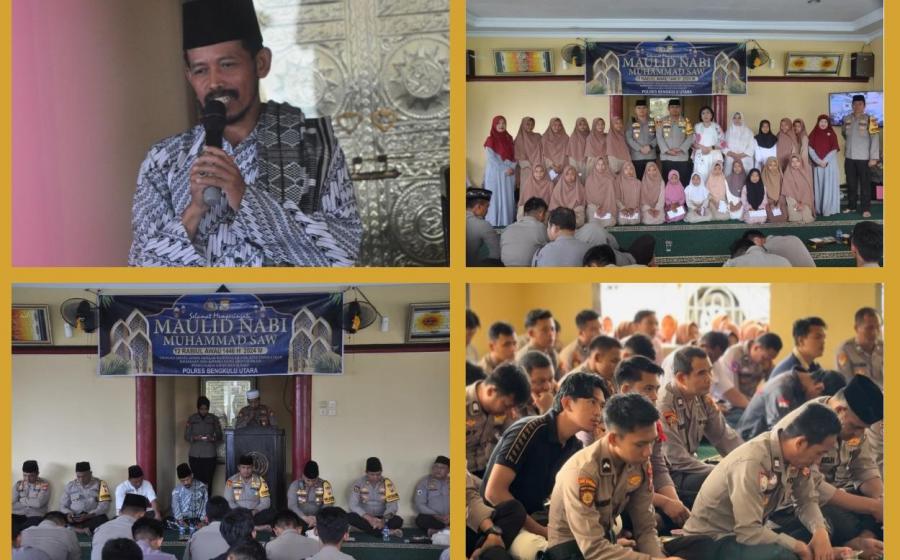Polres Bengkulu Utara Gelar Peringatan Nabi Muhammad SAW di Masjid Baiturrohim Mapolres Bengkulu 
