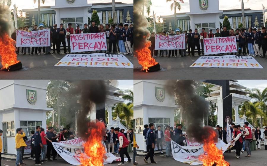 Polresta Bengkulu Pantau Aksi Spontan Mahasiswa Universitas Bengkulu di Kantor Pemda
