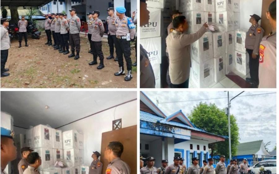 Polsek Ratu Agung Apel Konsolidasi Piket Jaga dan Pengecekan Kotak Suara Logistik Pilkada di Kantor Kecamatan Ratu Agung