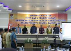 Bimbingan Teknis (Bimtek) tata cara pendaftaran, verifikasi dan penetapan partai politik calon peserta pemilu tahun 2019 tingkat Kota Bengkulu