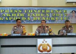 Kapolda Bengkulu Brigjen Pol Coki Manurung menyampaikan press conference